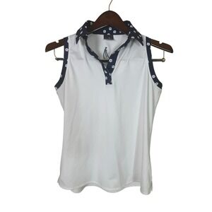 Belyn Key Sleeveless Golf Polo Floral Pattern Collar Womens‎ Small